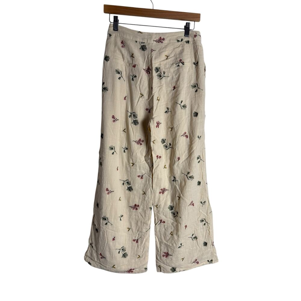 Kourt Sheri Cream Floral Embroidered High Waist Wide Leg Pants Size 2 - Picture 14 of 16